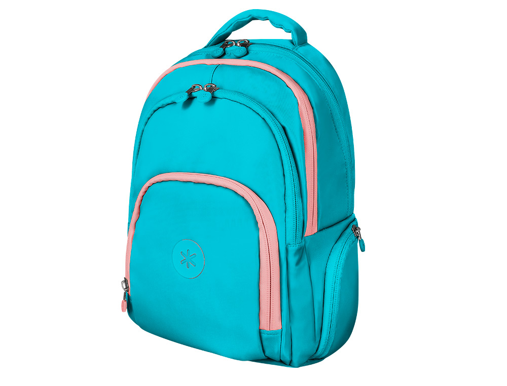 MOCHILA ANTARTIK MULTIBOLSO 19L COMPARTIMENTO PARA PORTATIL E TABLET COR TURQUESA 450X160X300 MM
