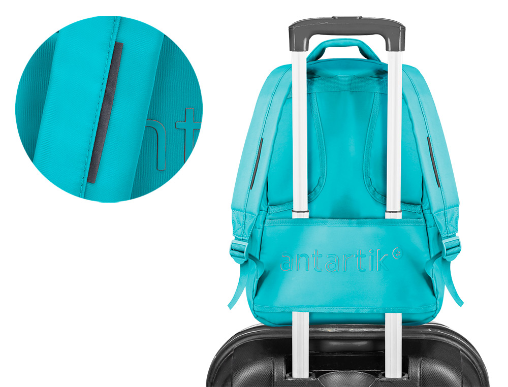 MOCHILA ANTARTIK MULTIBOLSO 19L COMPARTIMENTO PARA PORTATIL E TABLET COR TURQUESA 450X160X300 MM