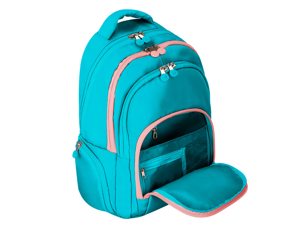 MOCHILA ANTARTIK MULTIBOLSO 19L COMPARTIMENTO PARA PORTATIL E TABLET COR TURQUESA 450X160X300 MM
