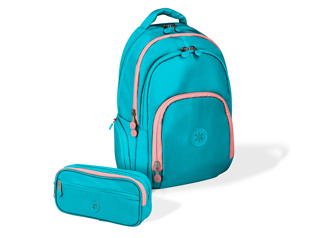 MOCHILA ANTARTIK MULTIBOLSO 19L COMPARTIMENTO PARA PORTATIL E TABLET COR TURQUESA 450X160X300 MM