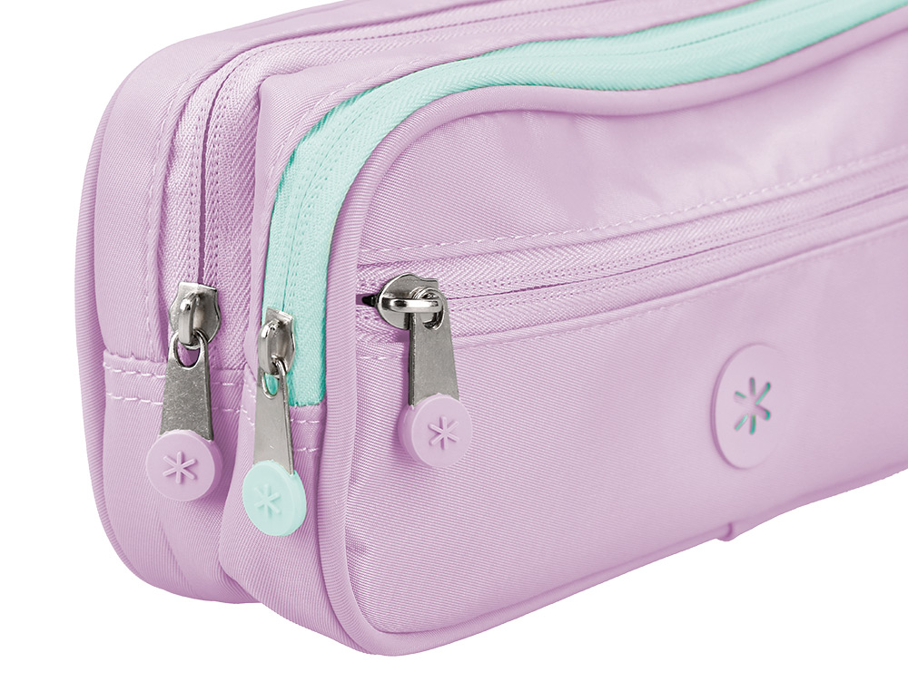 ESTOJO ESCOLAR ANTARTIK 3 COMPARTIMENTOS COMPLEMENTO DA MOCHILA COR ROXO 100X60X220 MM