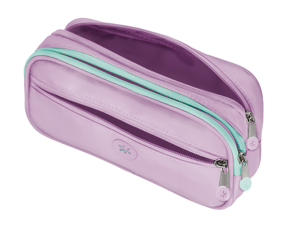 ESTOJO ESCOLAR ANTARTIK 3 COMPARTIMENTOS COMPLEMENTO DA MOCHILA COR ROXO 100X60X220 MM