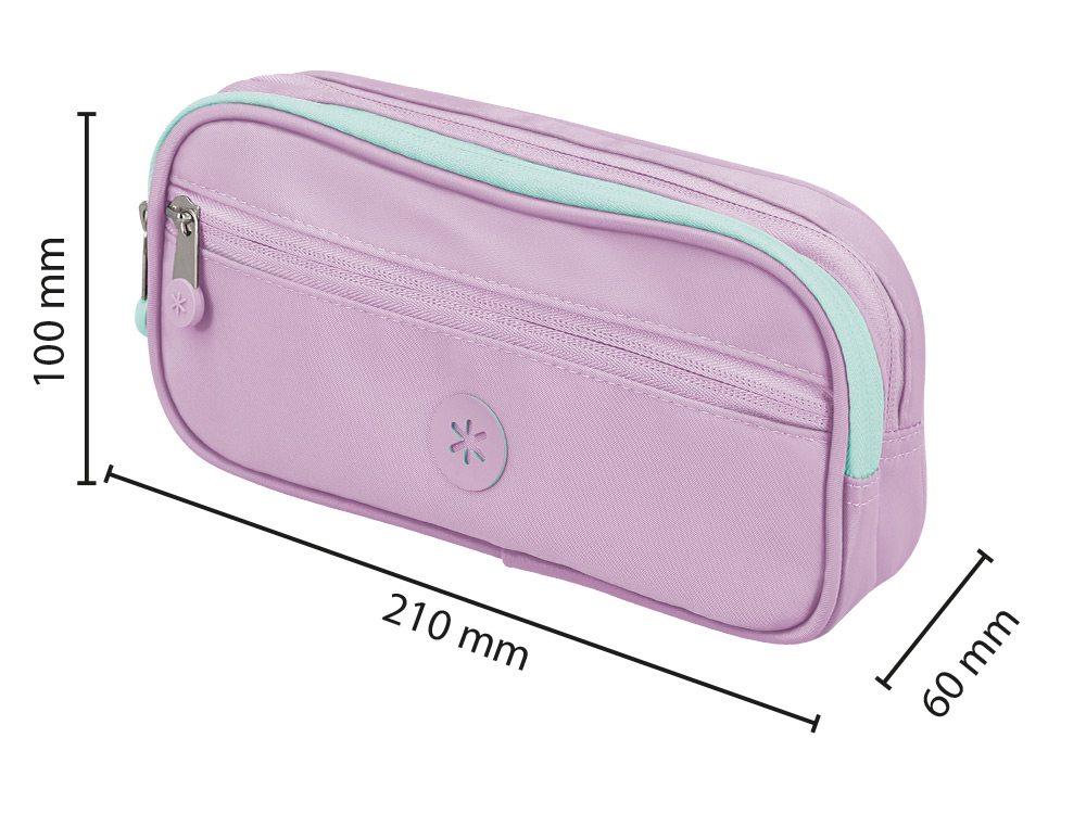 ESTOJO ESCOLAR ANTARTIK 3 COMPARTIMENTOS COMPLEMENTO DA MOCHILA COR ROXO 100X60X220 MM
