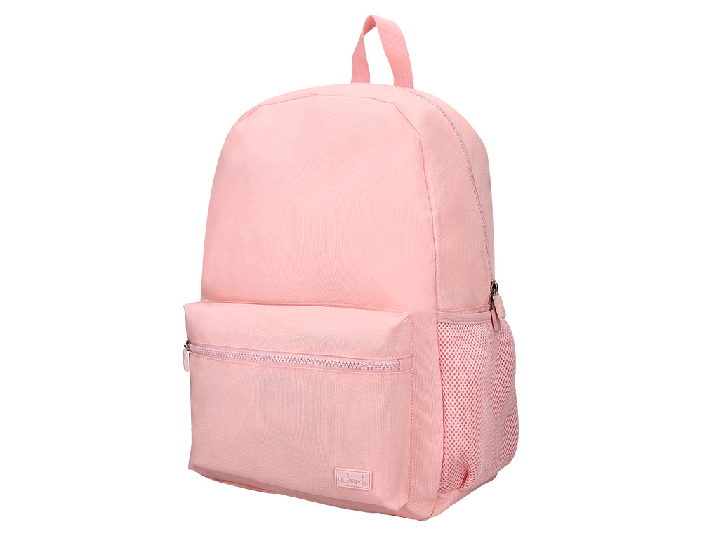 MOCHILA ESCOLAR LIDERPAPEL BOLSO LATERAL ELASTICO COR ROSA 400X125X300 MM