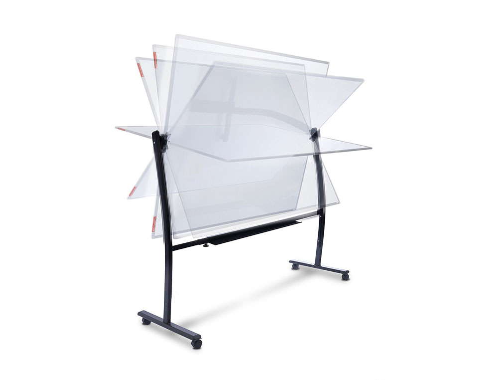 QUADRO BRANCO ROCADA ACO VITRIFICADO MAGNETICO MOLDURA ALUMINIO DUPLA FACE GIRATORIO CURVE 120X180 CM