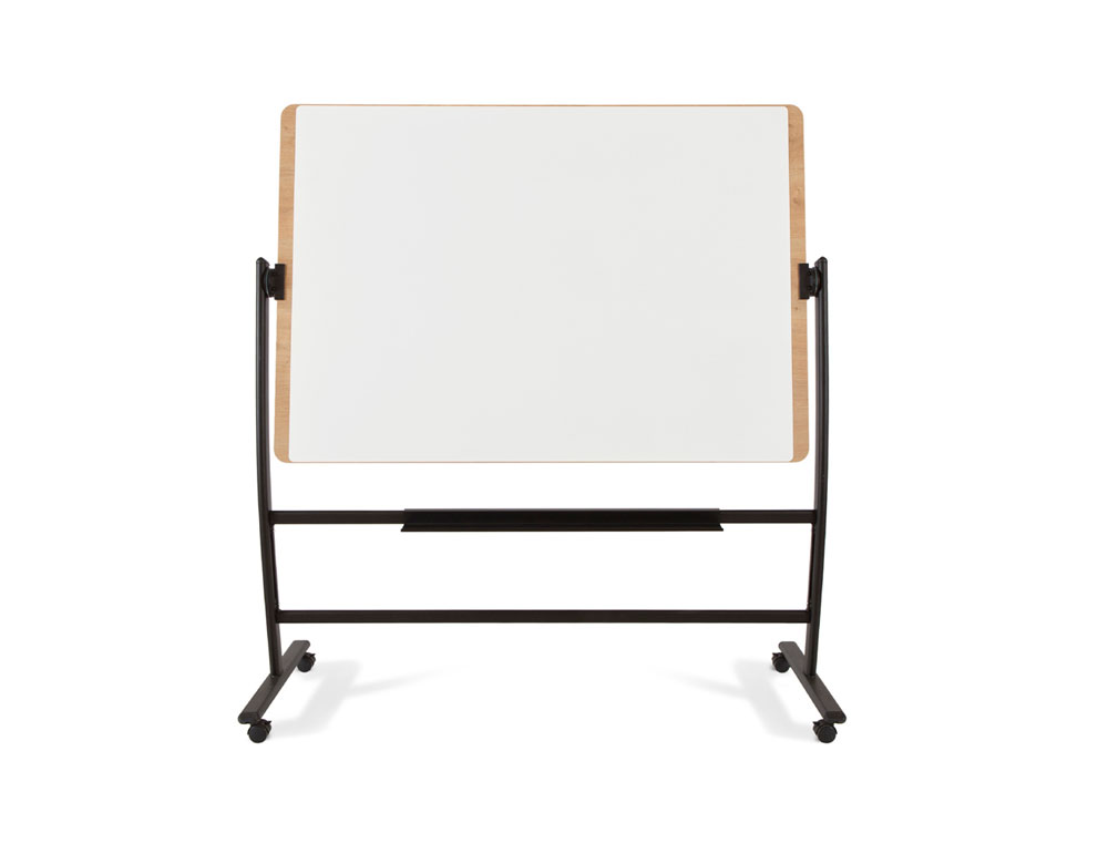QUADRO BRANCO ROCADA ACO LACADO MAGNETICO MOLDURA ALUMINIO DUPLA FACE GIRATORIO CURVE COM RODAS 100X150 CM
