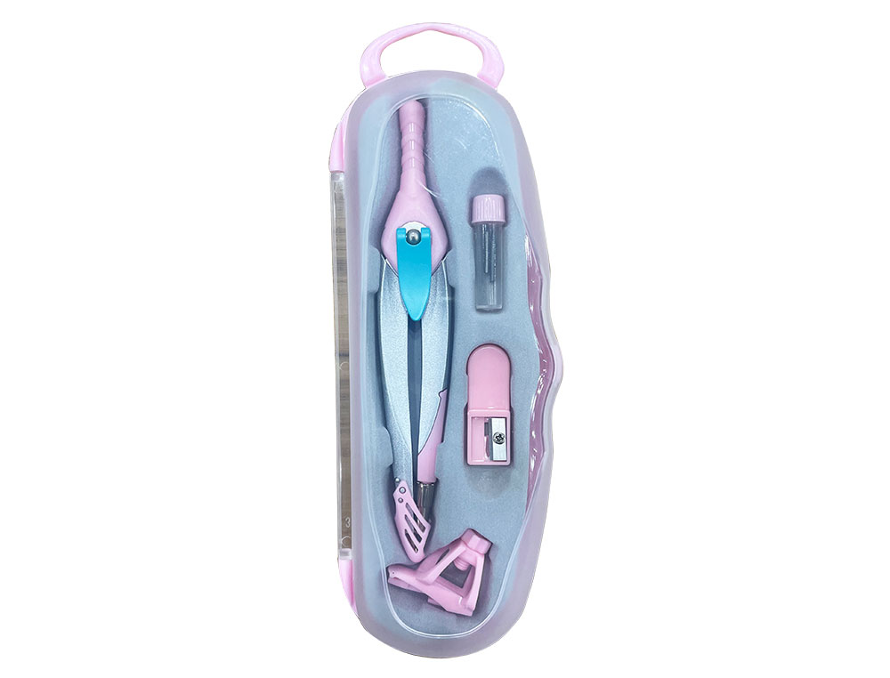 COMPASSO LIDERPAPEL LOCK DEVICE COM ADAPTADOR UNIVERSAL E TUBO DE MINAS COR ROSA CLARO
