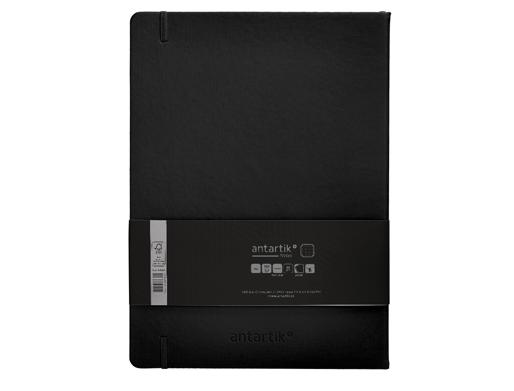 CADERNO COM ELASTICO ANTARTIK NOTES CAPA DURA A4 PONTILHADO PRETO 100 FOLHAS 80 GR FSC