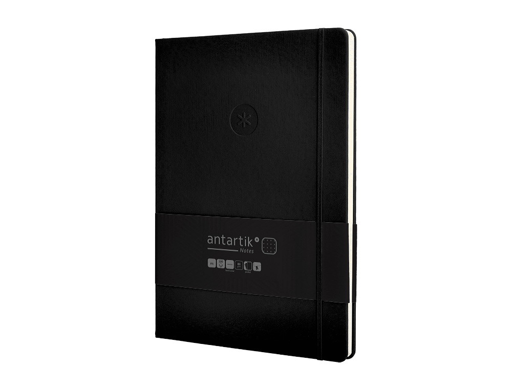 CADERNO COM ELASTICO ANTARTIK NOTES CAPA DURA A4 PONTILHADO PRETO 100 FOLHAS 80 GR FSC