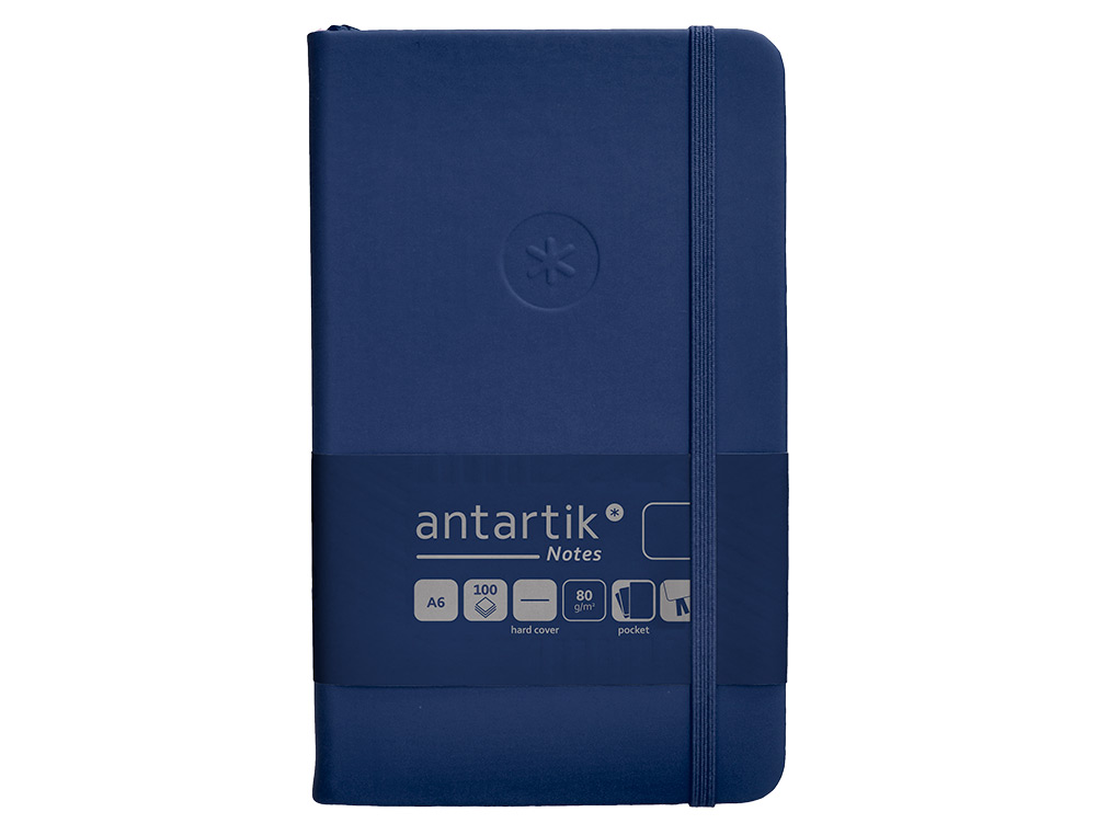 CADERNO COM ELASTICO ANTARTIK NOTES CAPA DURA A6 LISO AZUL MARINHO 100 FOLHAS 80 GR FSC