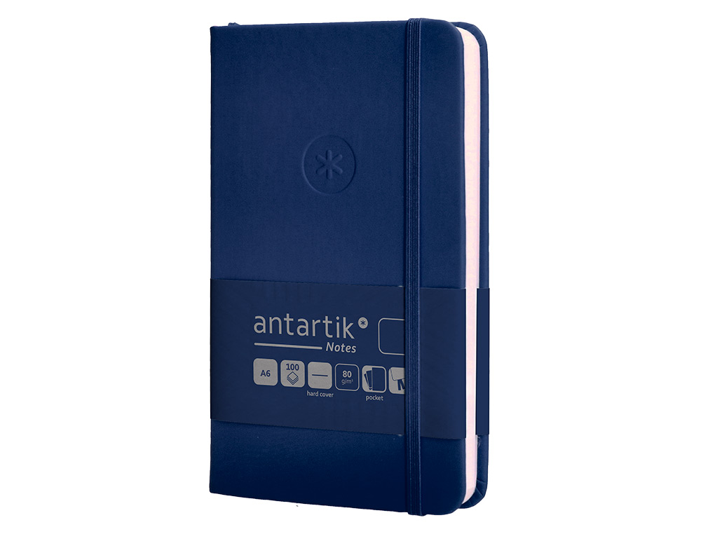 CADERNO COM ELASTICO ANTARTIK NOTES CAPA DURA A6 LISO AZUL MARINHO 100 FOLHAS 80 GR FSC