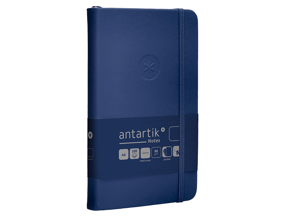CADERNO COM ELASTICO ANTARTIK NOTES CAPA DURA A6 LISO AZUL MARINHO 100 FOLHAS 80 GR FSC