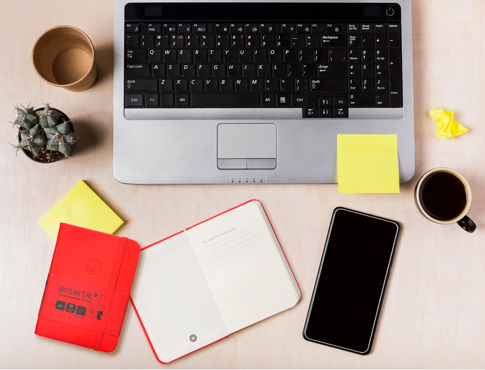 CADERNO COM ELASTICO ANTARTIK NOTES CAPA DURA A7 LISO VERMELHO 80 FOLHAS 80 GR FSC