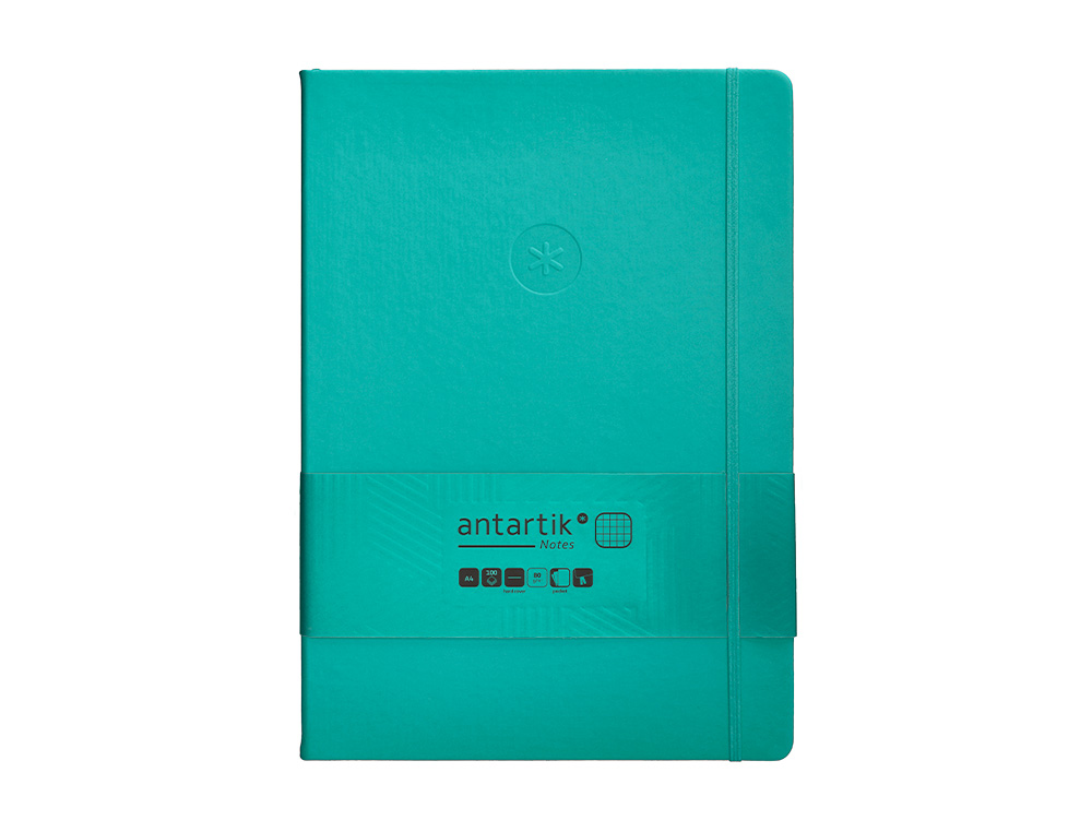 CADERNO COM ELASTICO ANTARTIK NOTES CAPA DURA A4 QUADRICULADO TURQUESA 100 FOLHAS 80 GR FSC