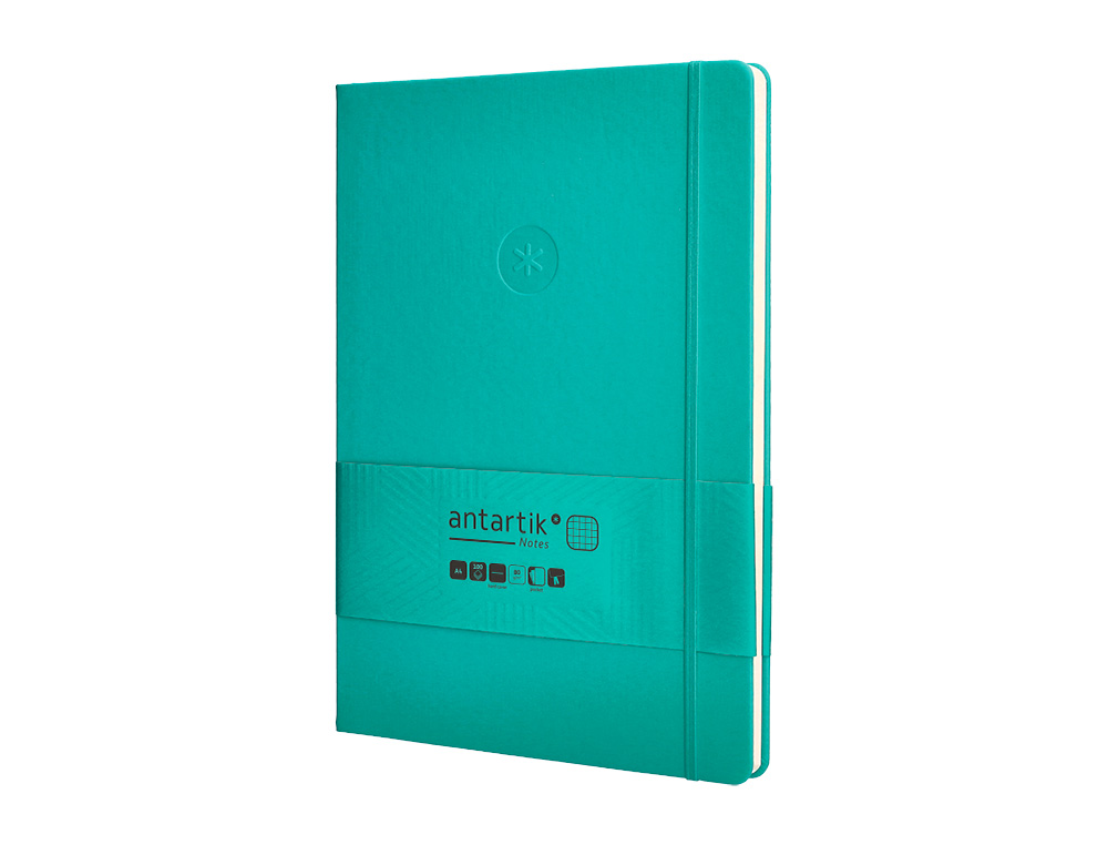 CADERNO COM ELASTICO ANTARTIK NOTES CAPA DURA A4 QUADRICULADO TURQUESA 100 FOLHAS 80 GR FSC