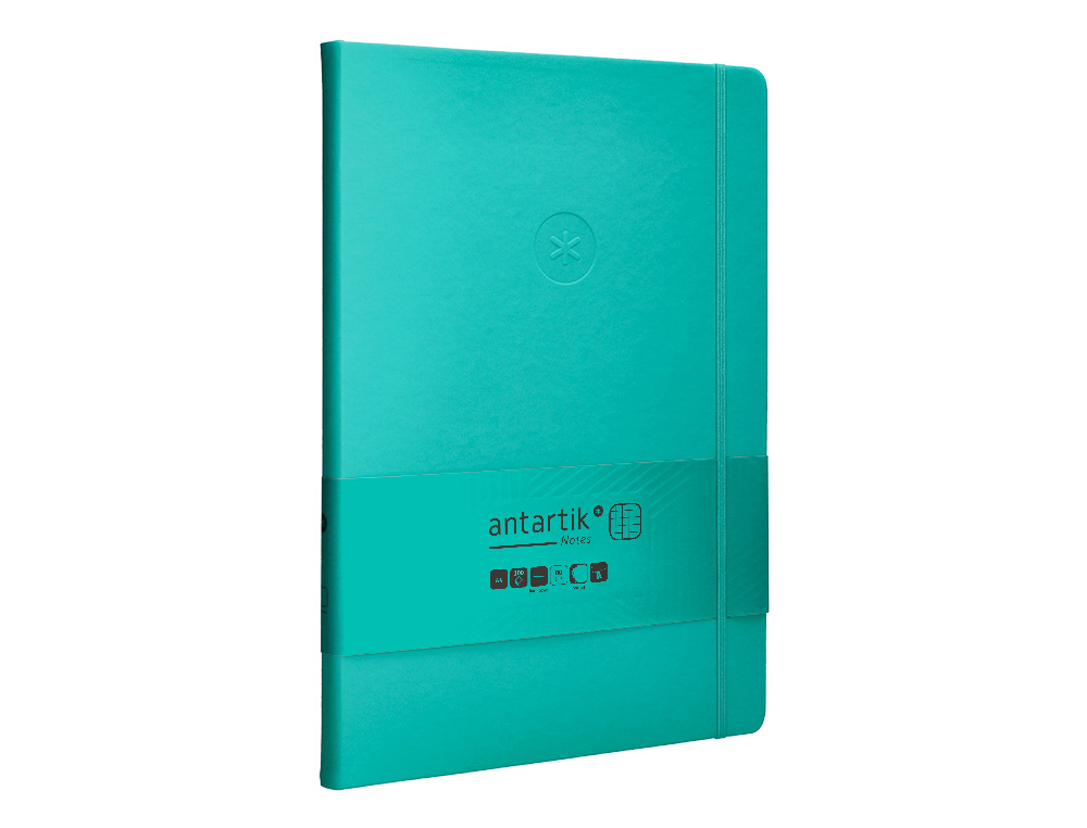 CADERNO COM ELASTICO ANTARTIK NOTES CAPA DURA A4 QUADRICULADO TURQUESA 100 FOLHAS 80 GR FSC