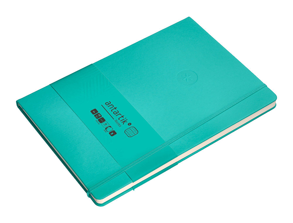CADERNO COM ELASTICO ANTARTIK NOTES CAPA DURA A4 QUADRICULADO TURQUESA 100 FOLHAS 80 GR FSC