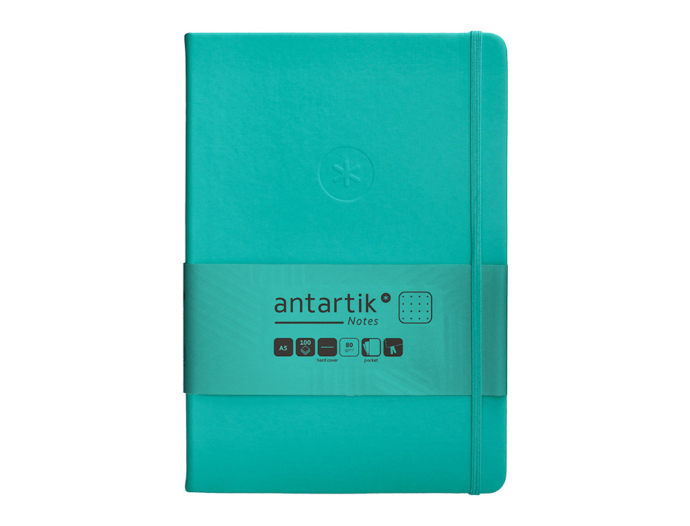 CADERNO COM ELASTICO ANTARTIK NOTES CAPA DURA A5 PONTILHADO TURQUESA 100 FOLHAS 80 GR FSC