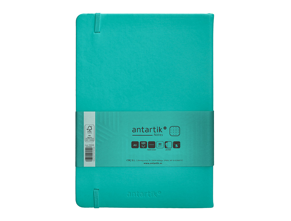 CADERNO COM ELASTICO ANTARTIK NOTES CAPA DURA A5 PONTILHADO TURQUESA 100 FOLHAS 80 GR FSC