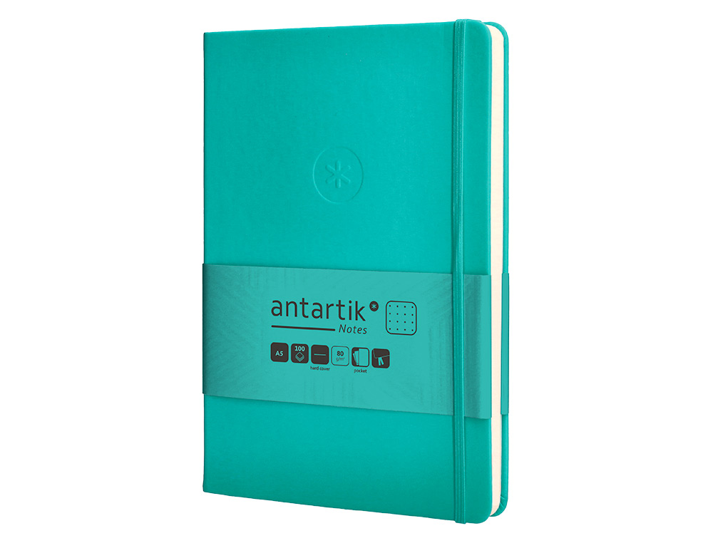CADERNO COM ELASTICO ANTARTIK NOTES CAPA DURA A5 PONTILHADO TURQUESA 100 FOLHAS 80 GR FSC