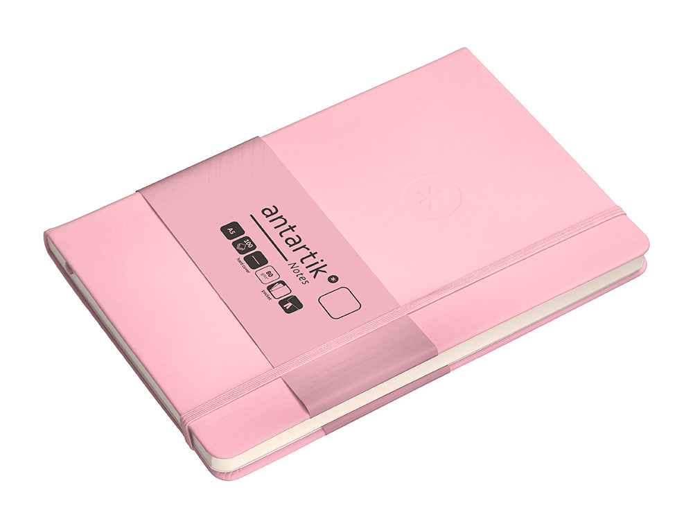 CADERNO COM ELASTICO ANTARTIK NOTES CAPA DURA A5 LISO ROSA PASTEL 100 FOLHAS 80 GR FSC