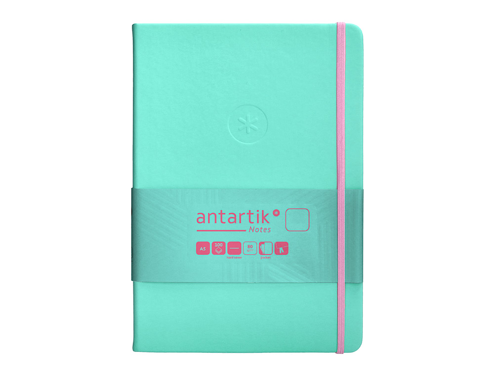 CADERNO COM ELASTICO ANTARTIK NOTES CAPA DURA A5 LISO ROSA E TURQUESA 100 FOLHAS 80 GR FSC
