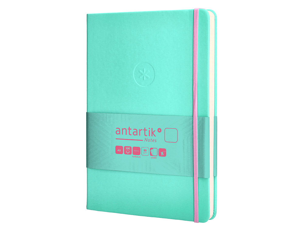 CADERNO COM ELASTICO ANTARTIK NOTES CAPA DURA A5 LISO ROSA E TURQUESA 100 FOLHAS 80 GR FSC