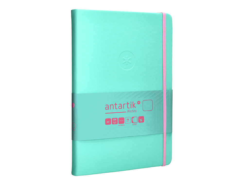 CADERNO COM ELASTICO ANTARTIK NOTES CAPA DURA A5 LISO ROSA E TURQUESA 100 FOLHAS 80 GR FSC