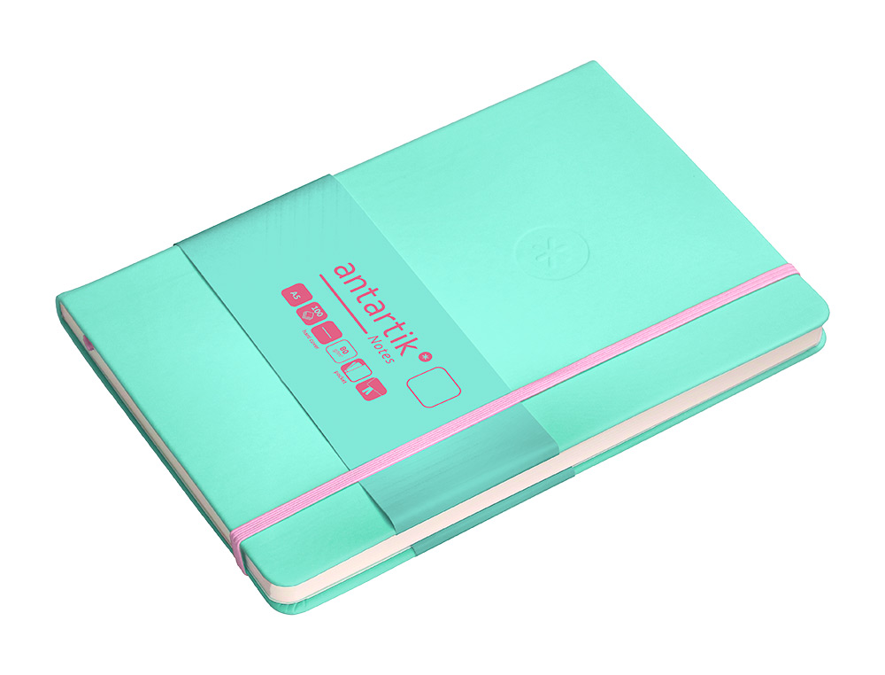 CADERNO COM ELASTICO ANTARTIK NOTES CAPA DURA A5 LISO ROSA E TURQUESA 100 FOLHAS 80 GR FSC