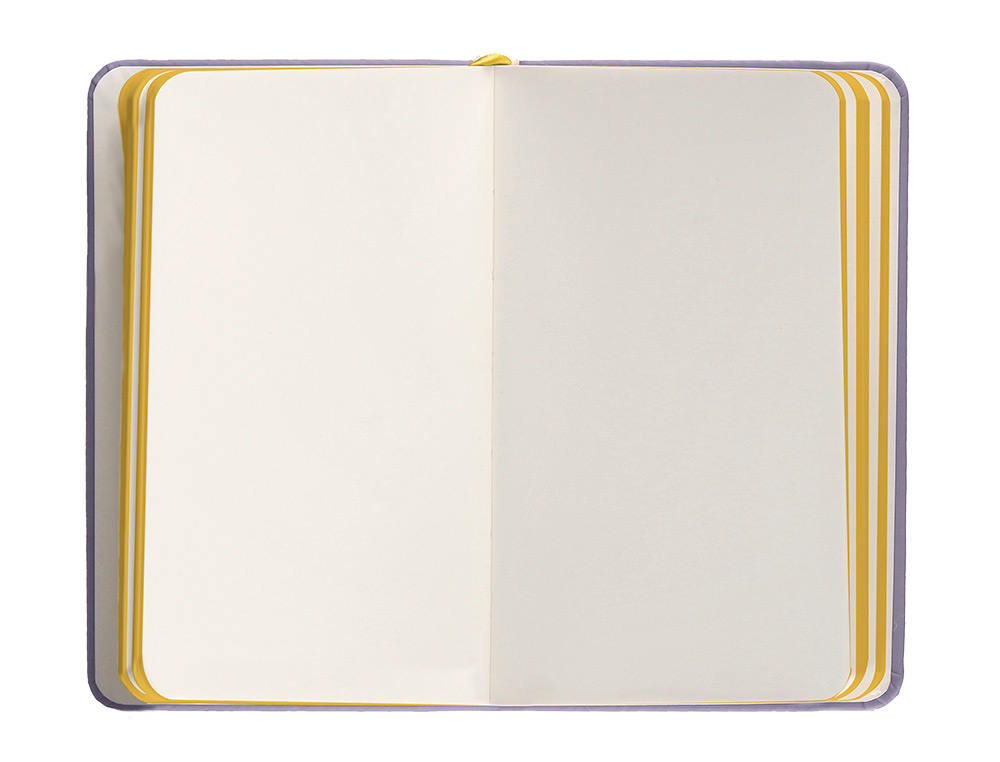 CADERNO COM ELASTICO ANTARTIK NOTES CAPA DURA A6 LISO ROXO E AMARELO 100 FOLHAS 80 GR FSC