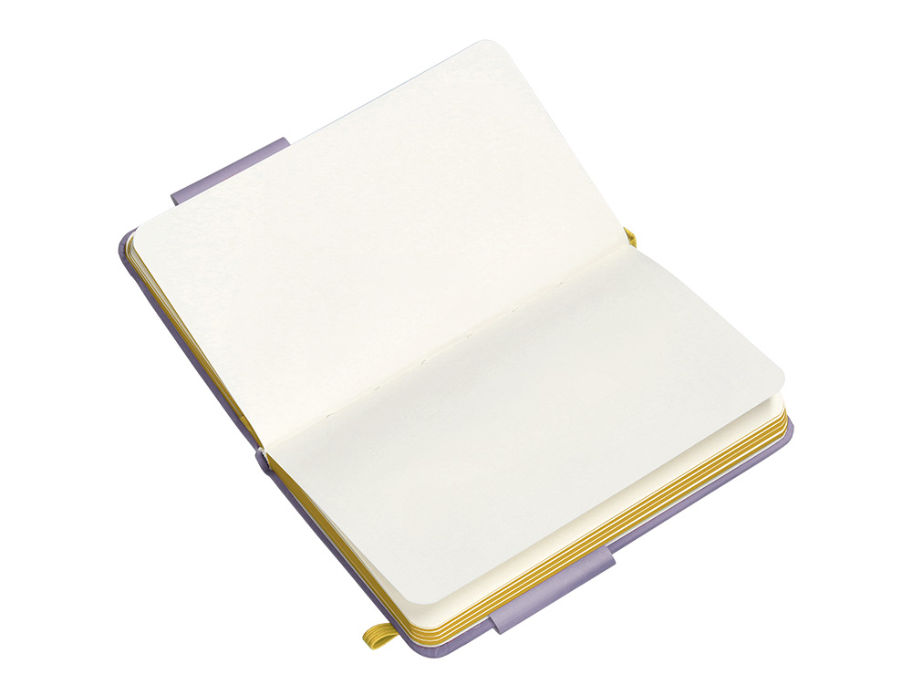 CADERNO COM ELASTICO ANTARTIK NOTES CAPA DURA A6 LISO ROXO E AMARELO 100 FOLHAS 80 GR FSC
