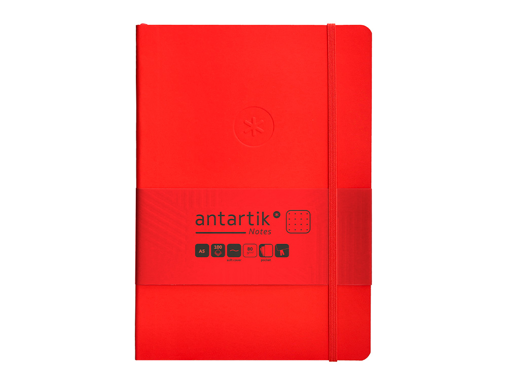CADERNO COM ELASTICO ANTARTIK NOTES CAPA MOLE A5 PONTILHADO VERMELHO 80 FOLHAS 80 GR FSC