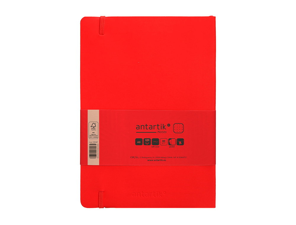 CADERNO COM ELASTICO ANTARTIK NOTES CAPA MOLE A5 PONTILHADO VERMELHO 80 FOLHAS 80 GR FSC