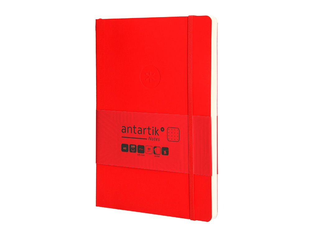 CADERNO COM ELASTICO ANTARTIK NOTES CAPA MOLE A5 PONTILHADO VERMELHO 80 FOLHAS 80 GR FSC