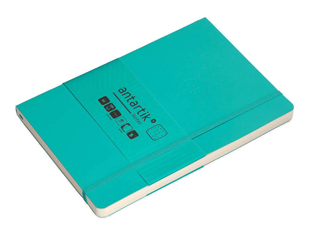 CADERNO COM ELASTICO ANTARTIK NOTES CAPA MOLE A5 PONTILHADO TURQUESA 80 FOLHAS 80 GR FSC