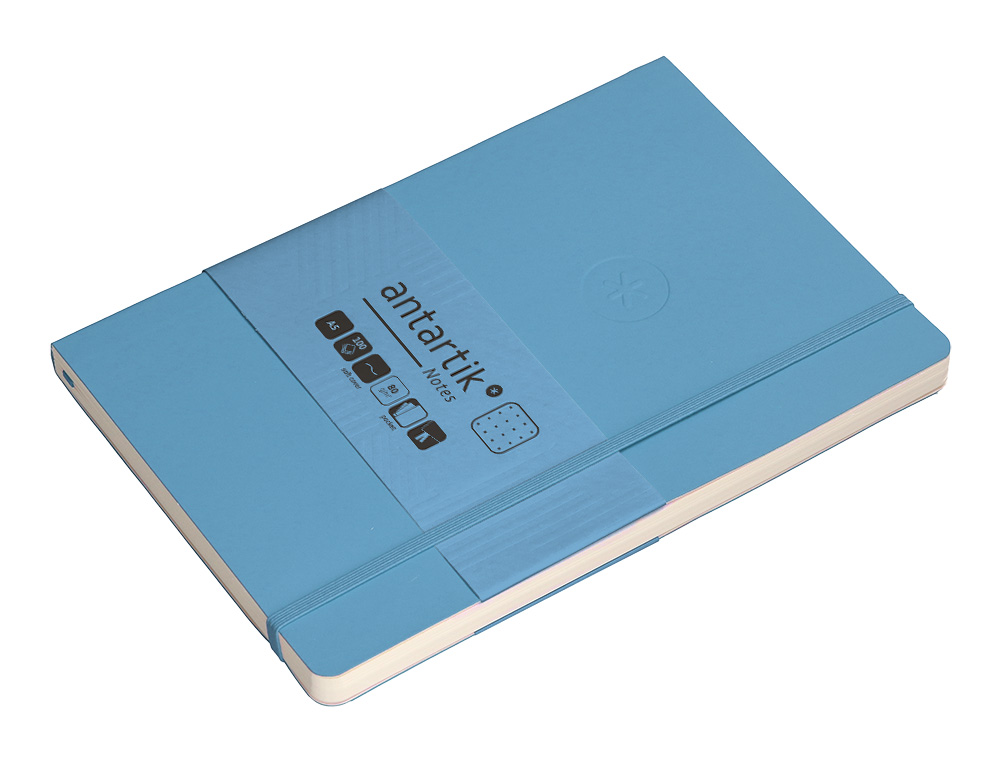 CADERNO COM ELASTICO ANTARTIK NOTES CAPA MOLE A5 PONTILHADO AZUL CLARO 80 FOLHAS 80 GR FSC