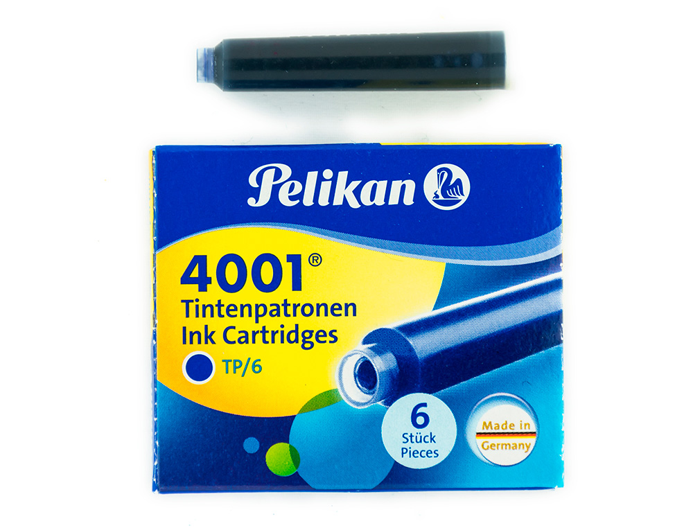 RECARGA PARA CANETA PELIKAN 4001 AZUL REALCAIXA 6 UNIDADES