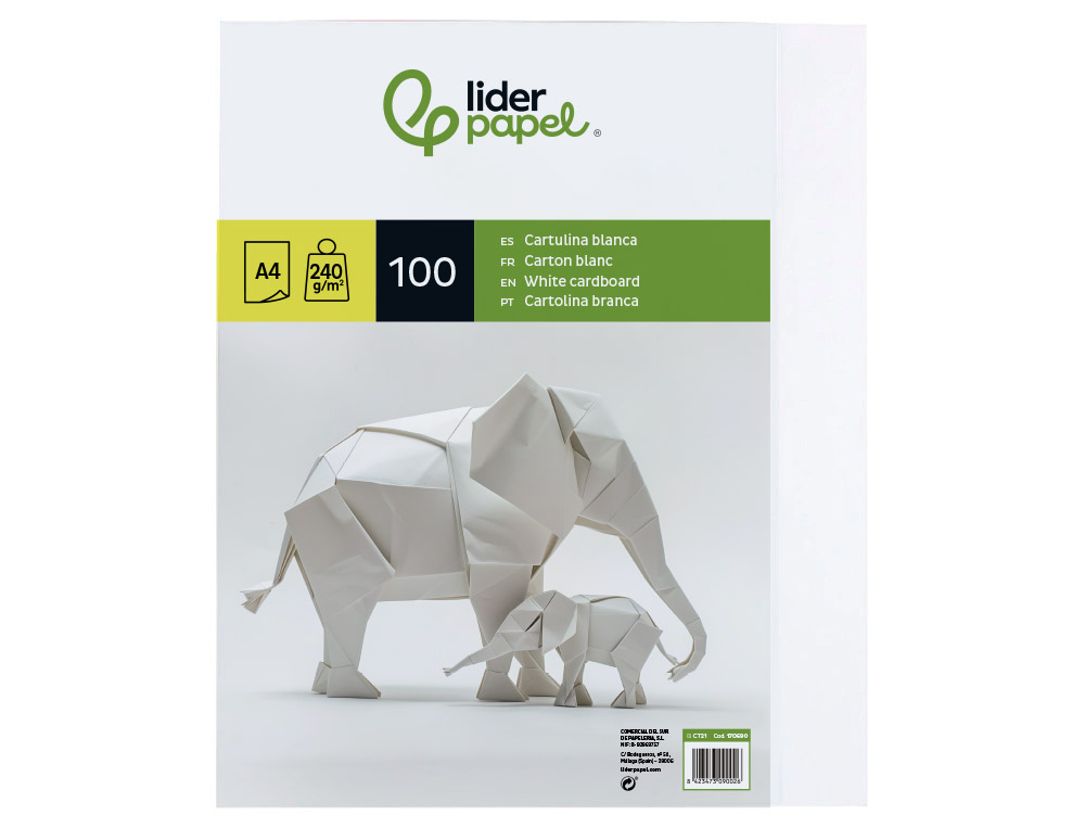 CARTOLINA LIDERPAPEL A4 240 GR BRANCO EMBALAGEM DE 100 FOLHAS