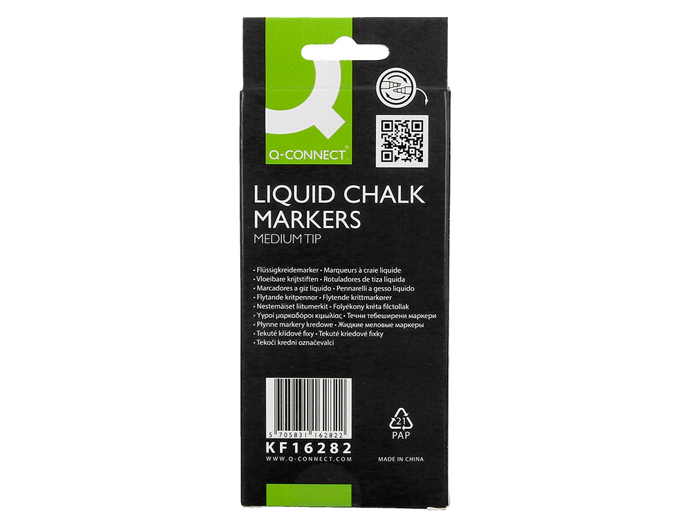 MARCADOR Q-CONNECT GIZ LIQUIDO PONTA REDONDA TRACO 3 MM CAIXA DE 4 UNIDADES COR BRANCO