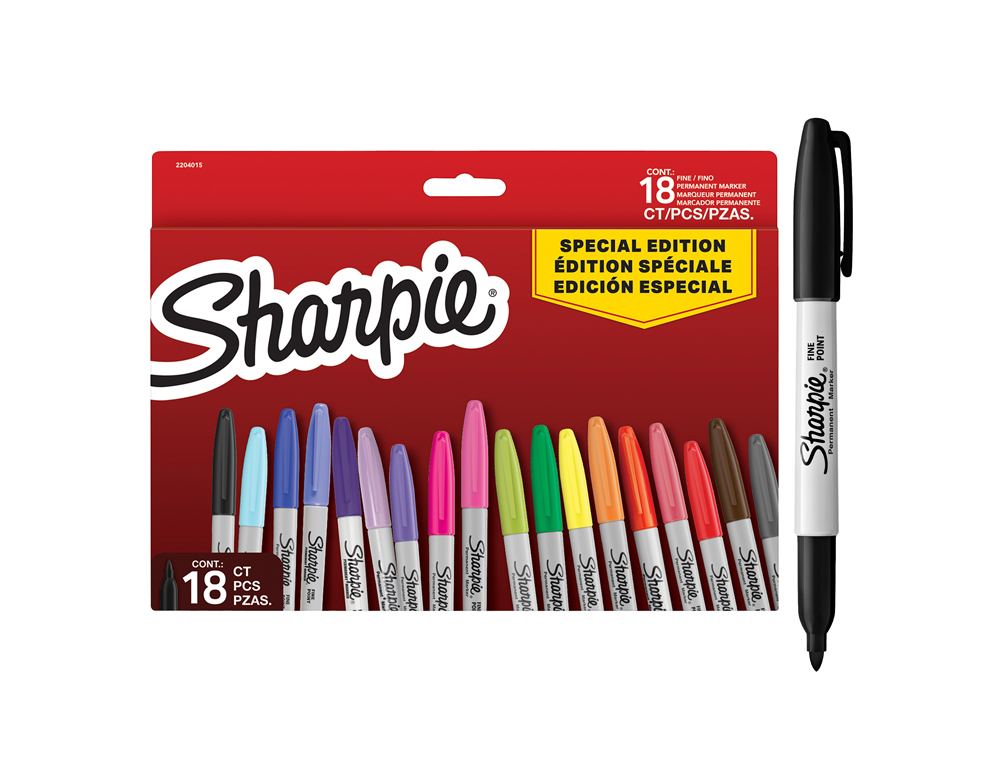 MARCADOR SHARPIE PERMANENTE PONTA 0,9 MM PACK REGRESSO AS AULAS BLISTER DE 18 UNIDADES CORES SORTIDAS