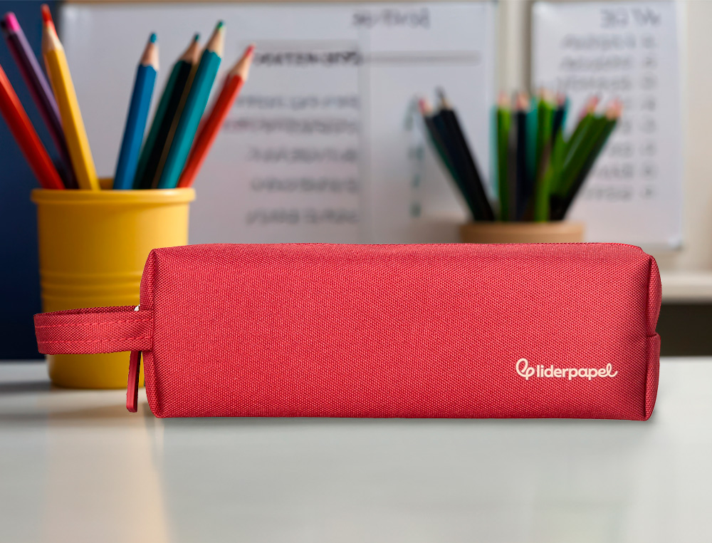 ESTOJO ESCOLAR LIDERPAPEL RETANGULAR COM ASA 210X70 MM VERMELHO