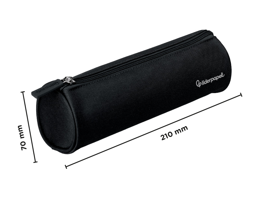 ESTOJO ESCOLAR LIDERPAPEL CILINDRICO LARGO 210X70 MM PRETO