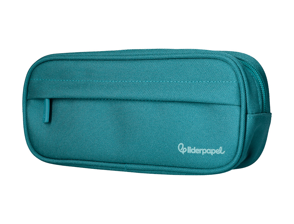ESTOJO ESCOLAR LIDERPAPEL OVALADO 2 FECHOS COM BOLSO FRONTAL 210X90 MM TURQUESA