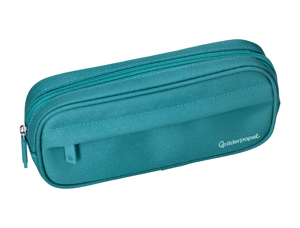 ESTOJO ESCOLAR LIDERPAPEL OVALADO 2 FECHOS COM BOLSO FRONTAL 210X90 MM TURQUESA