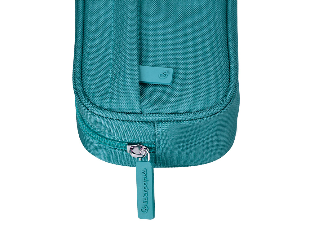 ESTOJO ESCOLAR LIDERPAPEL OVALADO 2 FECHOS COM BOLSO FRONTAL 210X90 MM TURQUESA
