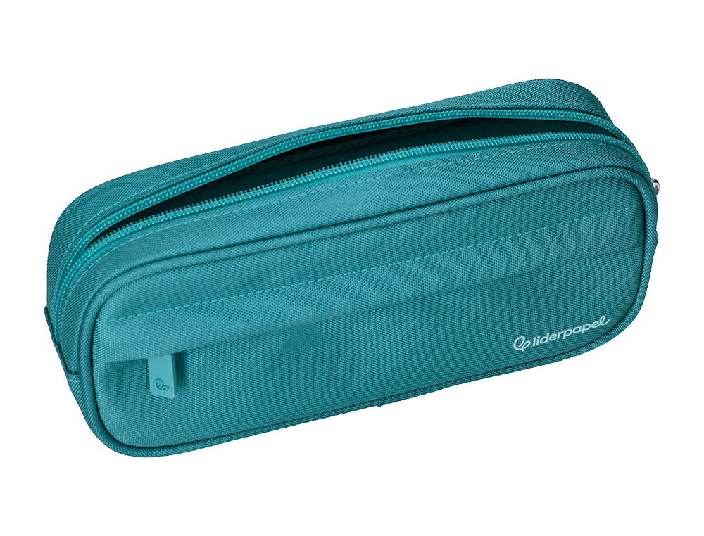 ESTOJO ESCOLAR LIDERPAPEL OVALADO 2 FECHOS COM BOLSO FRONTAL 210X90 MM TURQUESA