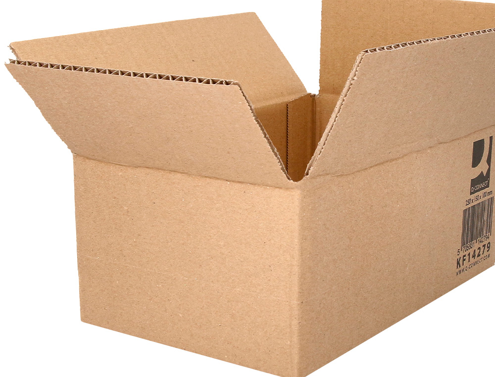 CAIXA PARA EMBALAR Q-CONNECT AMERICANA CARTAO CANAL SIMPLES 5 MM COR KRAFT 250X150X100 MM
