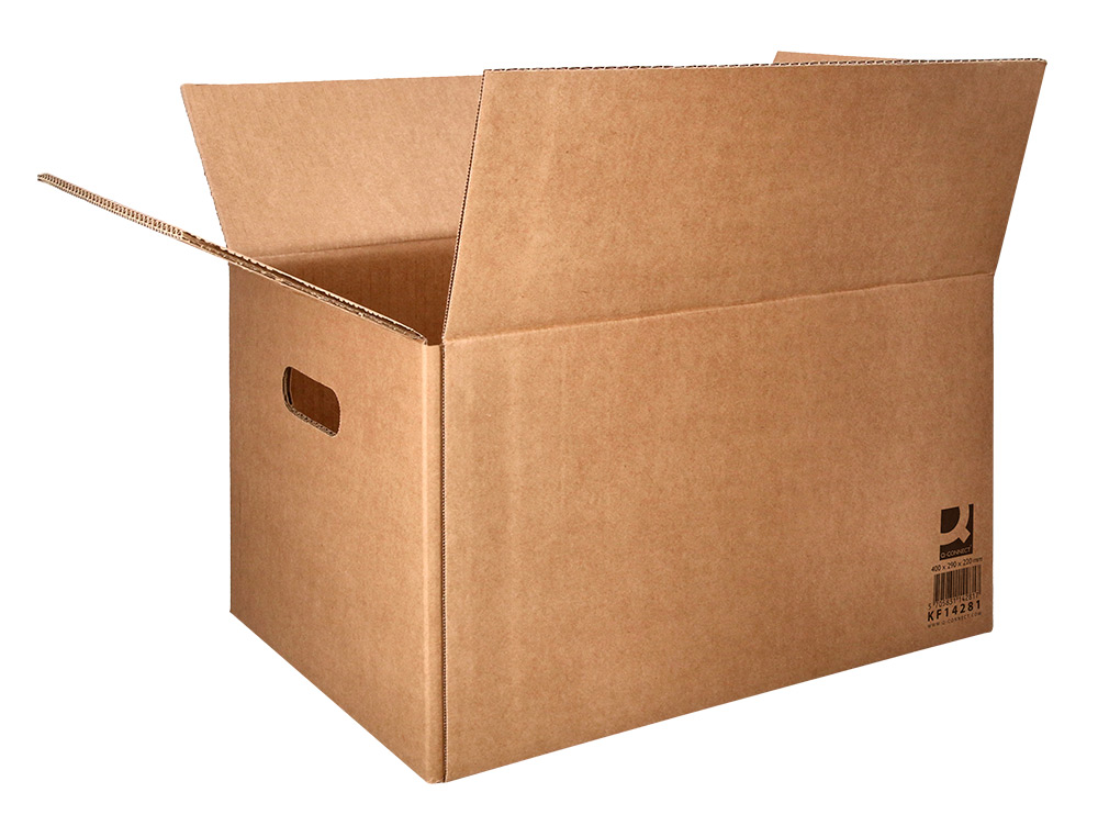 CAIXA PARA EMBALAR Q-CONNECT AMERICANA COM ASAS CARTAO CANAL SIMPLES 5 MM COR KRAFT 400X290X220 MM