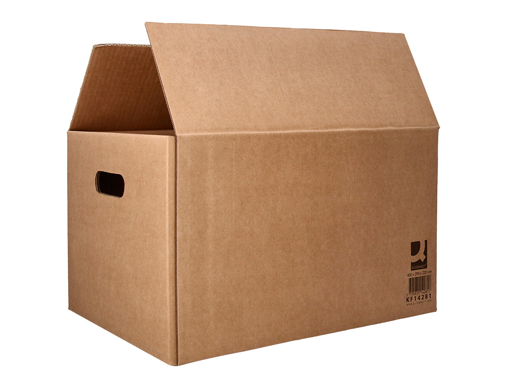 CAIXA PARA EMBALAR Q-CONNECT AMERICANA COM ASAS CARTAO CANAL SIMPLES 5 MM COR KRAFT 400X290X220 MM