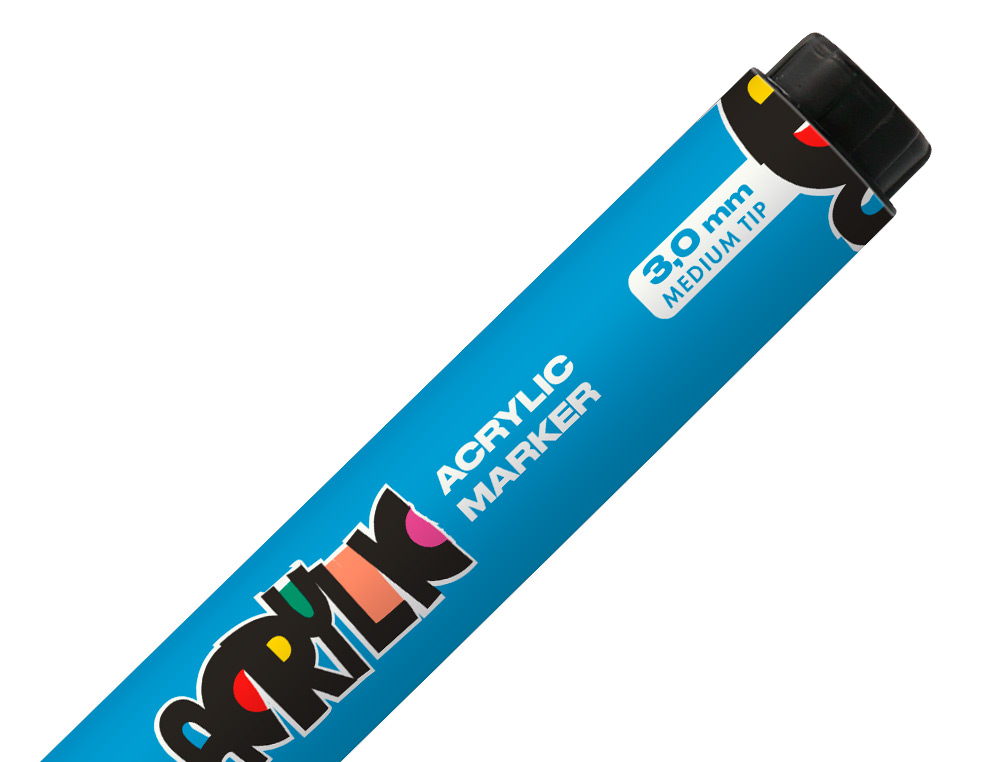 MARCADOR LIDERPAPEL ACRYLIC BASE AGUA TODO TIPO DE SUPERFICIE PONTA REDONDA 3 MM AZUL CLARO